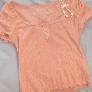ruffled baby pink tee